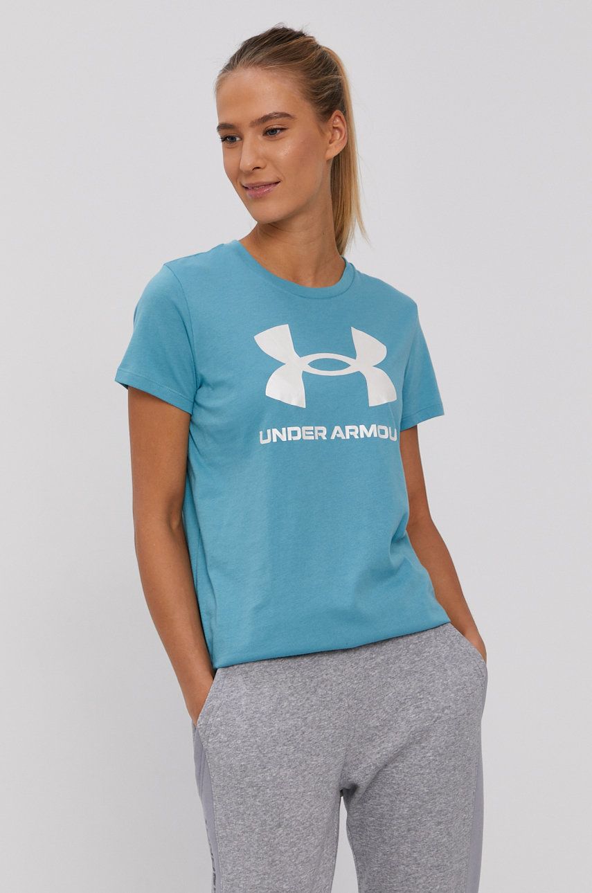 Under Armour T-shirt damski kolor turkusowy