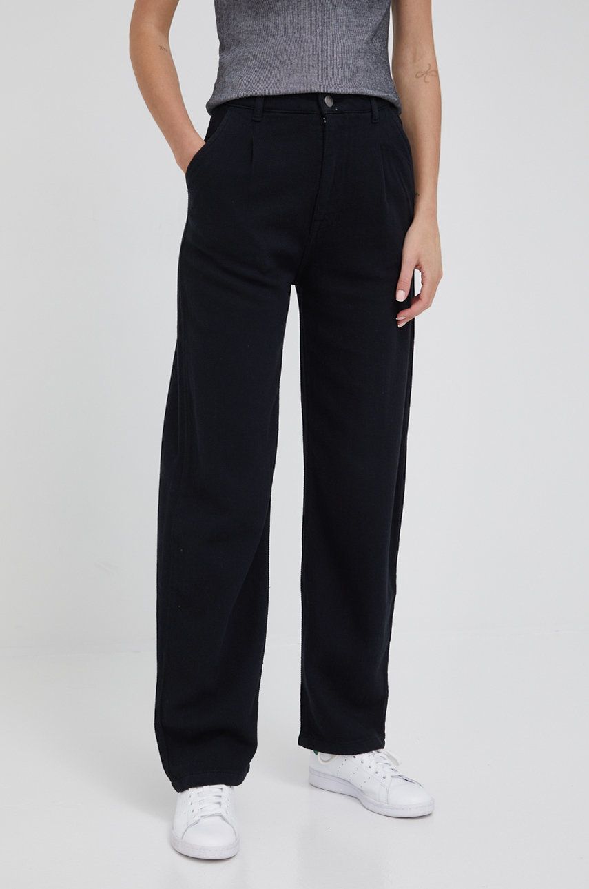 United Colors of Benetton spodnie Wide damskie kolor czarny szerokie high waist