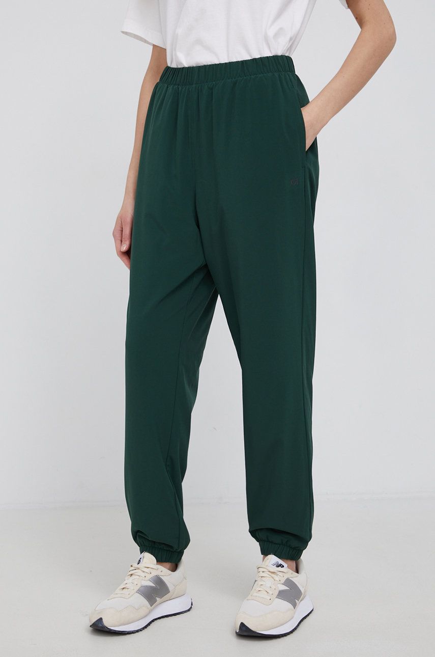 GAP Spodnie dwustronne damskie kolor zielony joggery medium waist