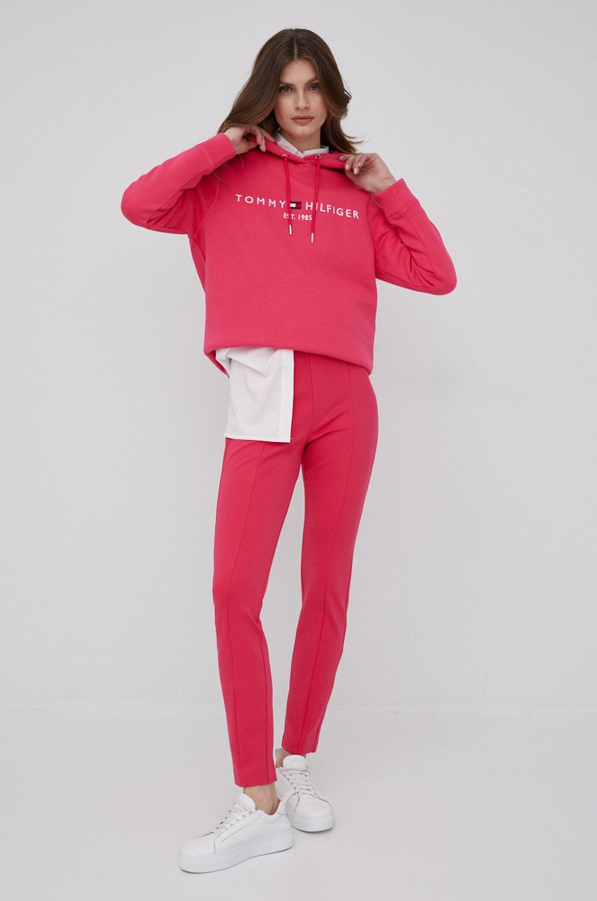 Tommy Hilfiger legginsy AUDREY damskie kolor różowy gładkie