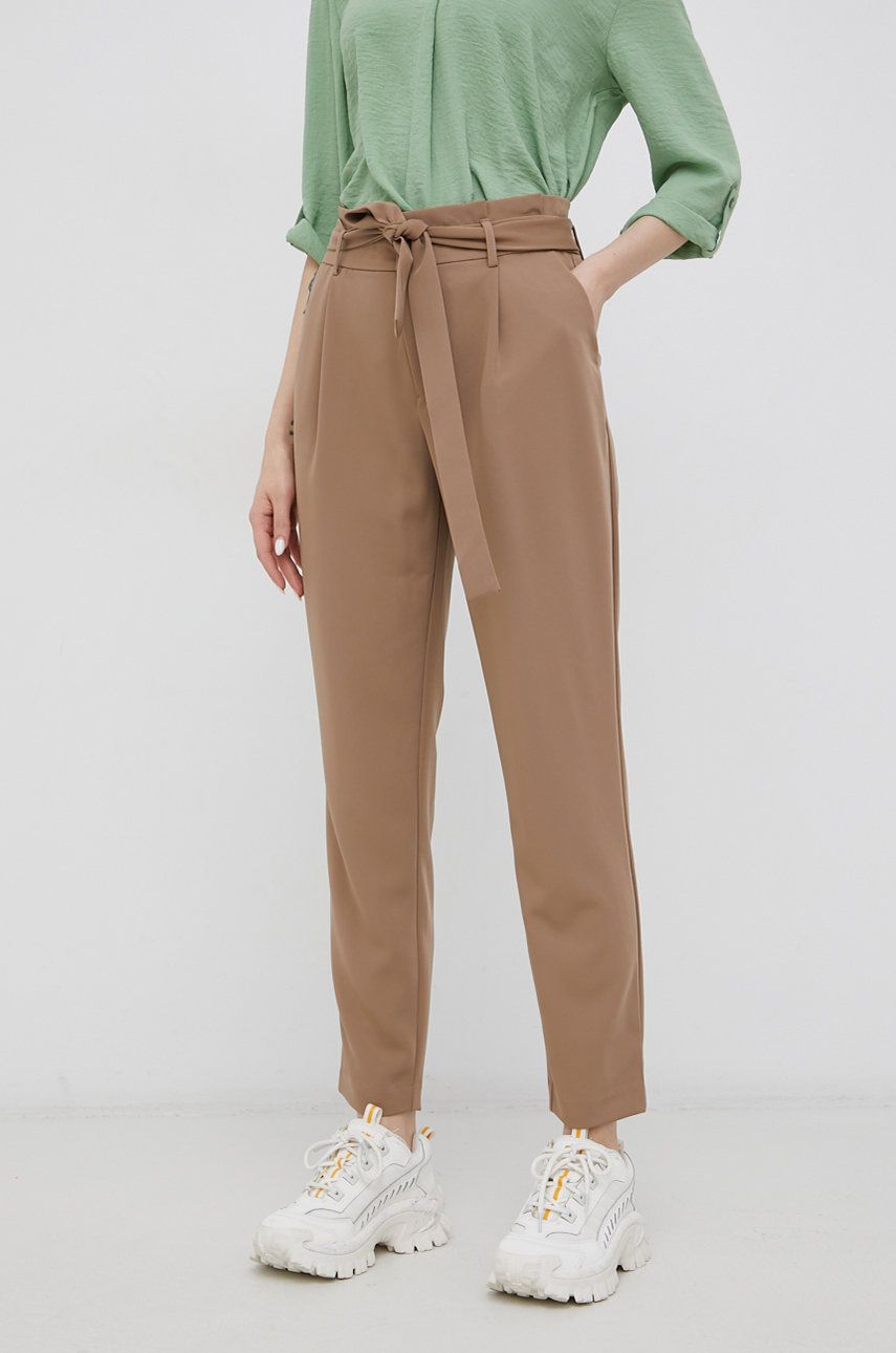 Only Spodnie damskie kolor fioletowy proste high waist