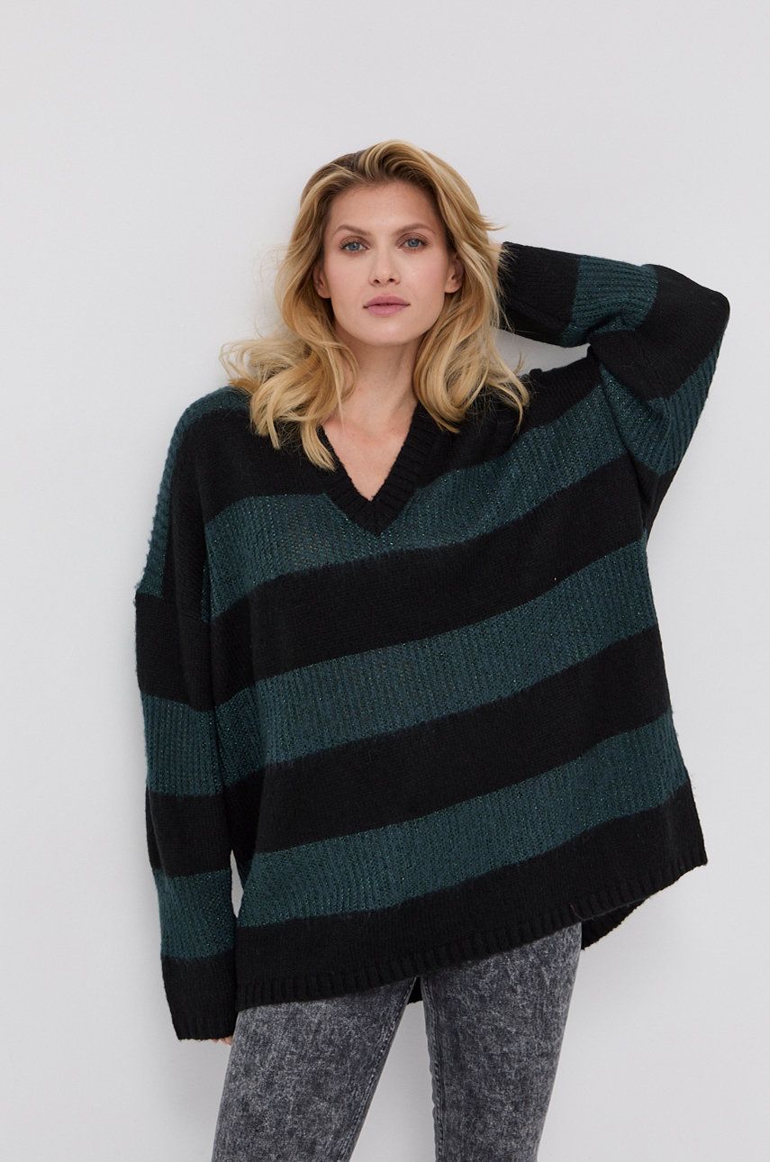 AllSaints Sweter z domieszką wełny damski kolor czarny