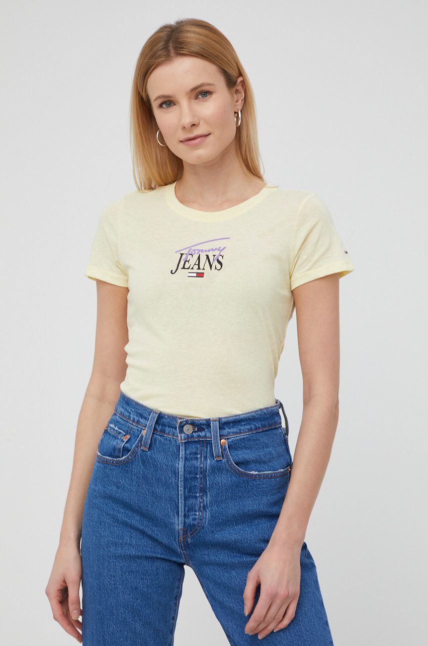 Tommy Jeans T-shirt damski kolor żółty
