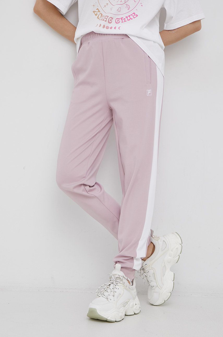 Fila Spodnie damskie kolor różowy gładkie