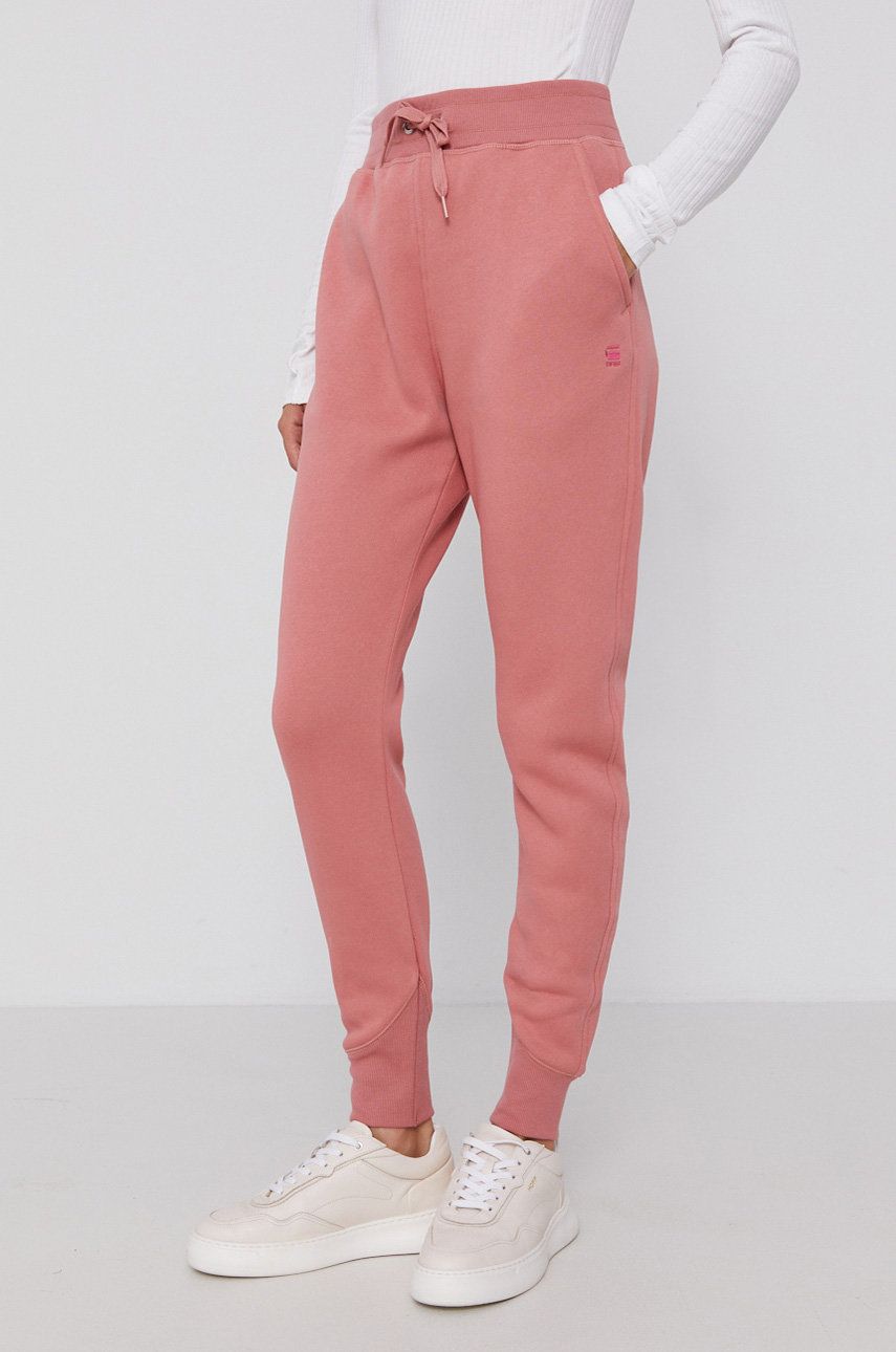 G-Star Raw Spodnie damskie kolor różowy gładkie