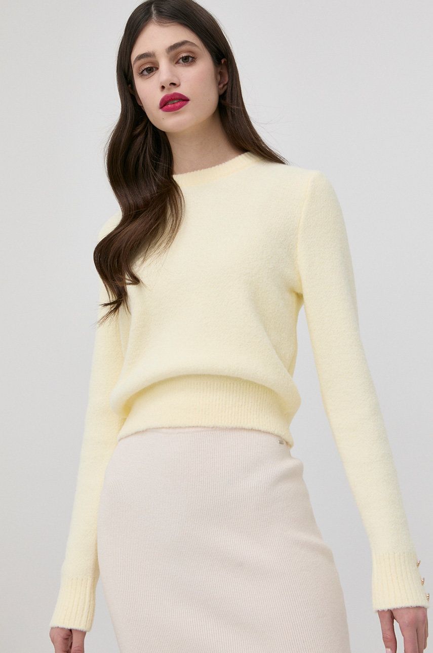 Morgan sweter damski kolor żółty lekki