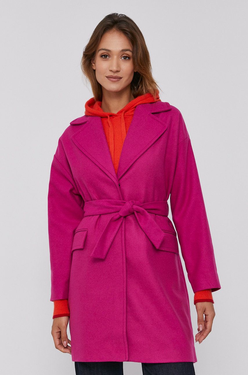 Desigual Płaszcz damski kolor różowy przejściowy oversize