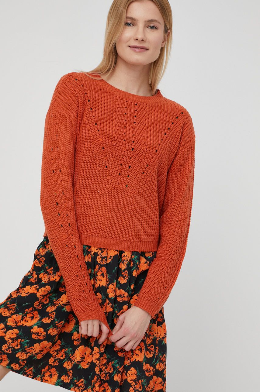 JDY sweter damski kolor pomarańczowy lekki