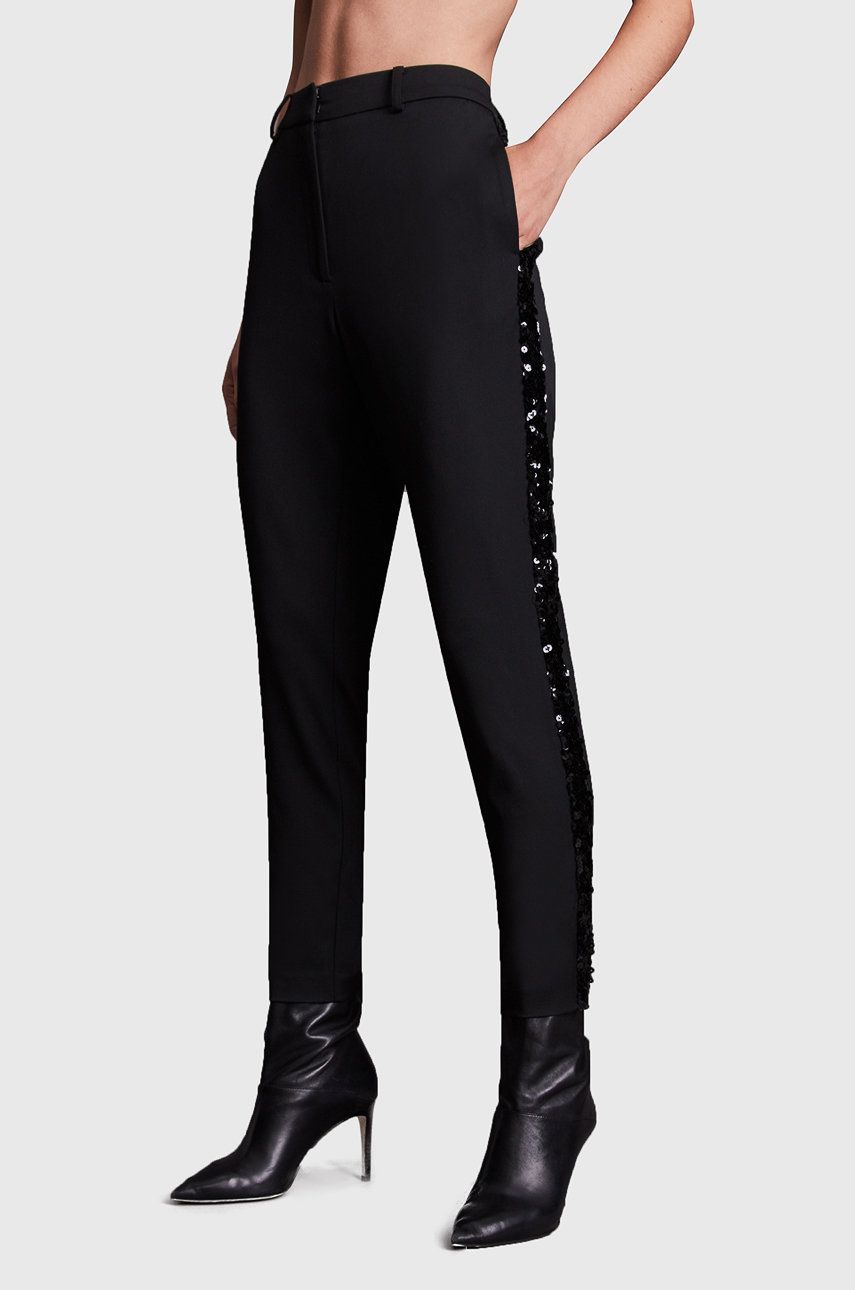 AllSaints Spodnie damskie kolor czarny fason cargo high waist