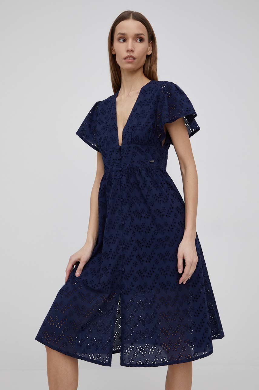 Pepe Jeans sukienka bawełniana MAE kolor granatowy mini rozkloszowana rozmiar S,M,L,XS,XL