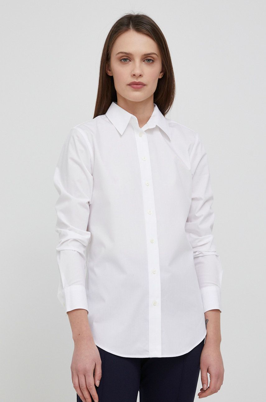 Lauren Ralph Lauren Koszula damska kolor biały regular z kołnierzykiem klasycznym