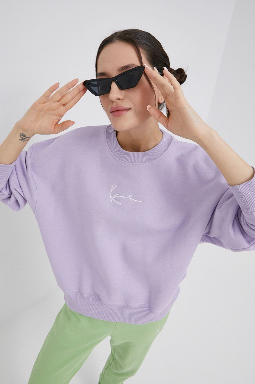 Karl Kani bluza damska kolor fioletowy z aplikacją