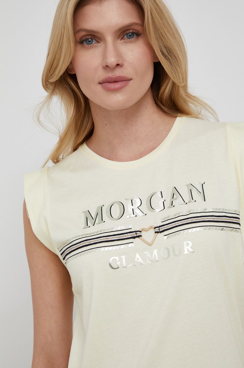 Morgan t-shirt damski kolor żółty