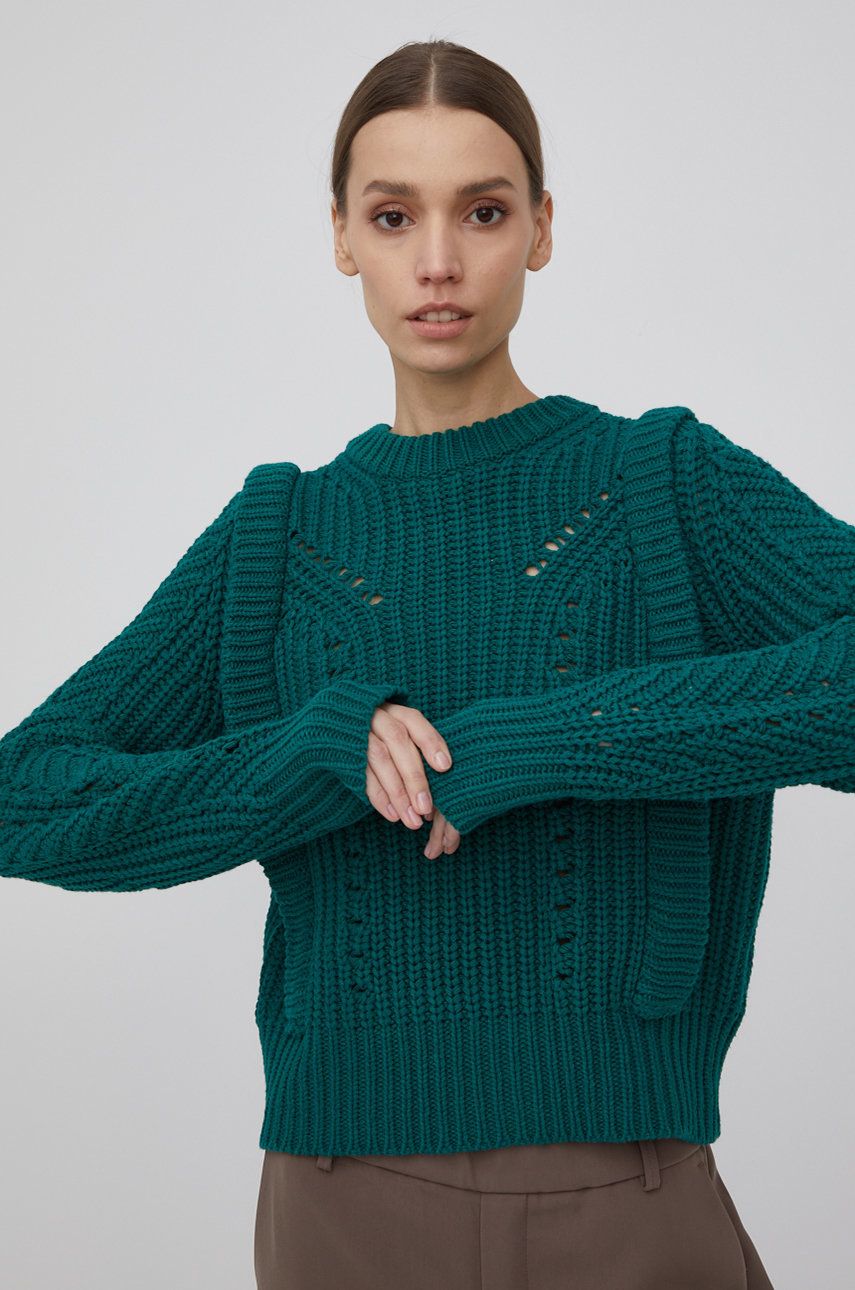 Y.A.S sweter damski kolor zielony ciepły