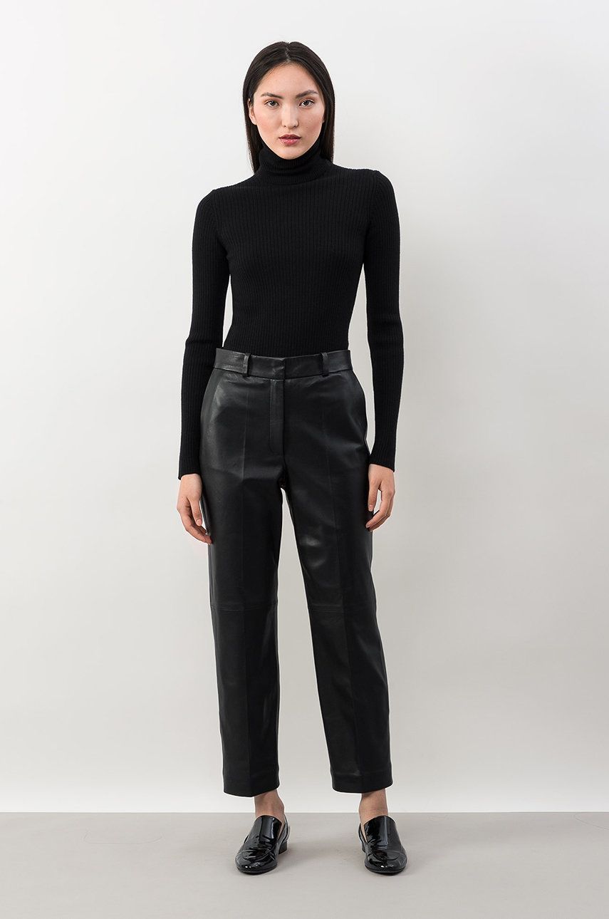 Ivy & Oak Spodnie damskie kolor czarny szerokie high waist