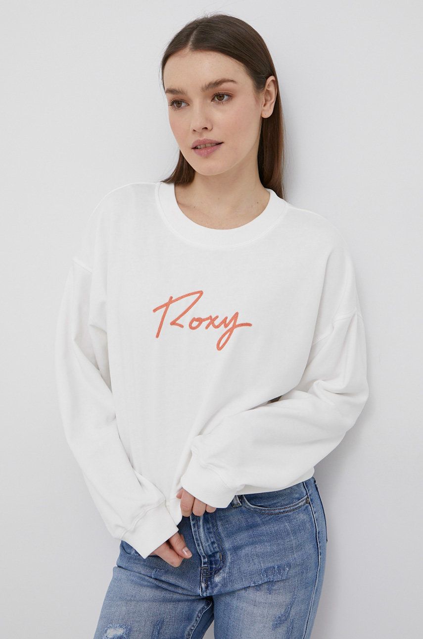 Roxy bluza damska kolor biały z aplikacją