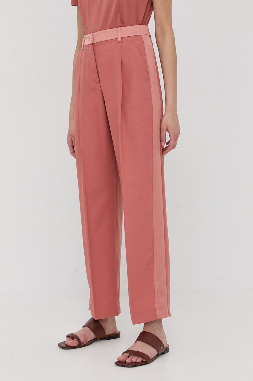 MAX&Co. spodnie damskie kolor pomarańczowy proste high waist