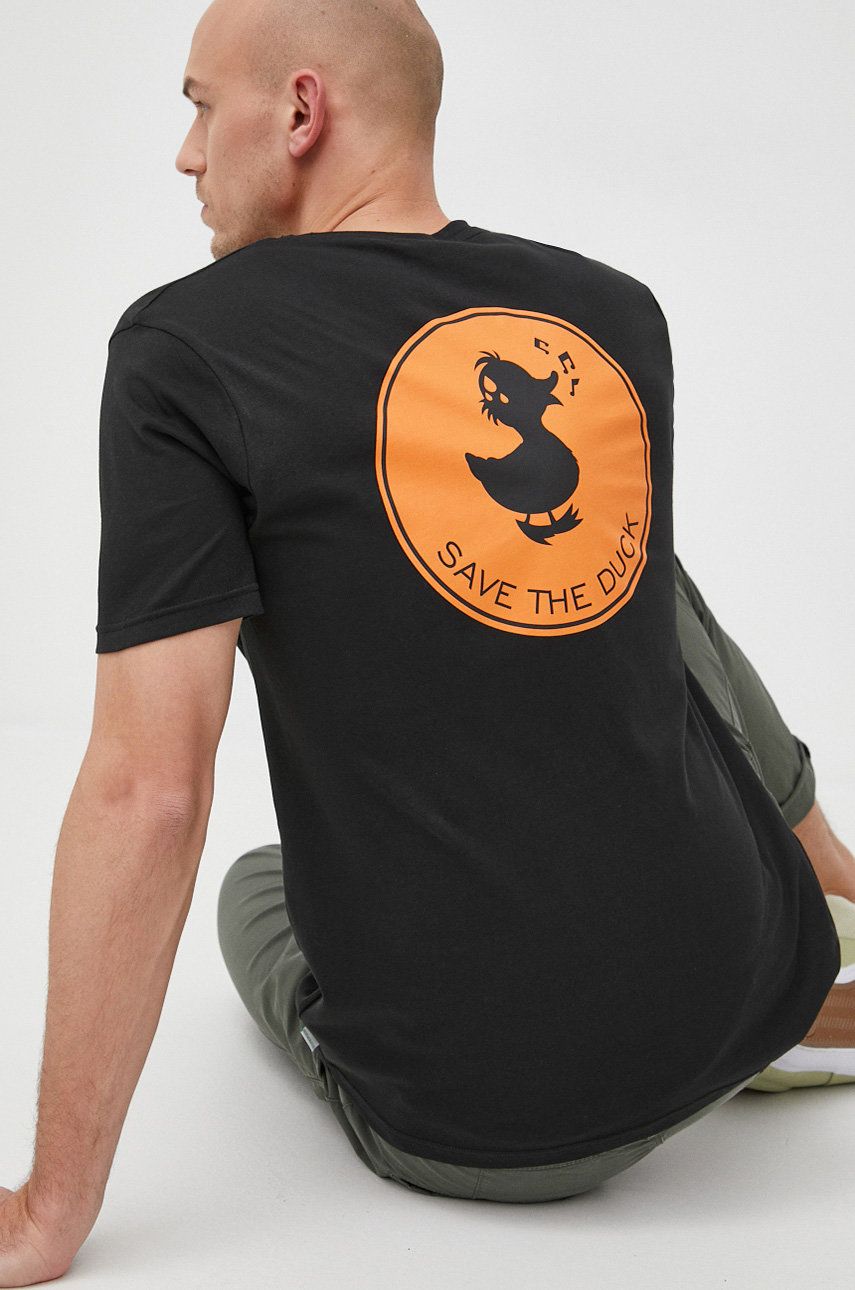 Save The Duck t-shirt bawełniany kolor czarny z nadrukiem rozmiar L,XXL,M,XL