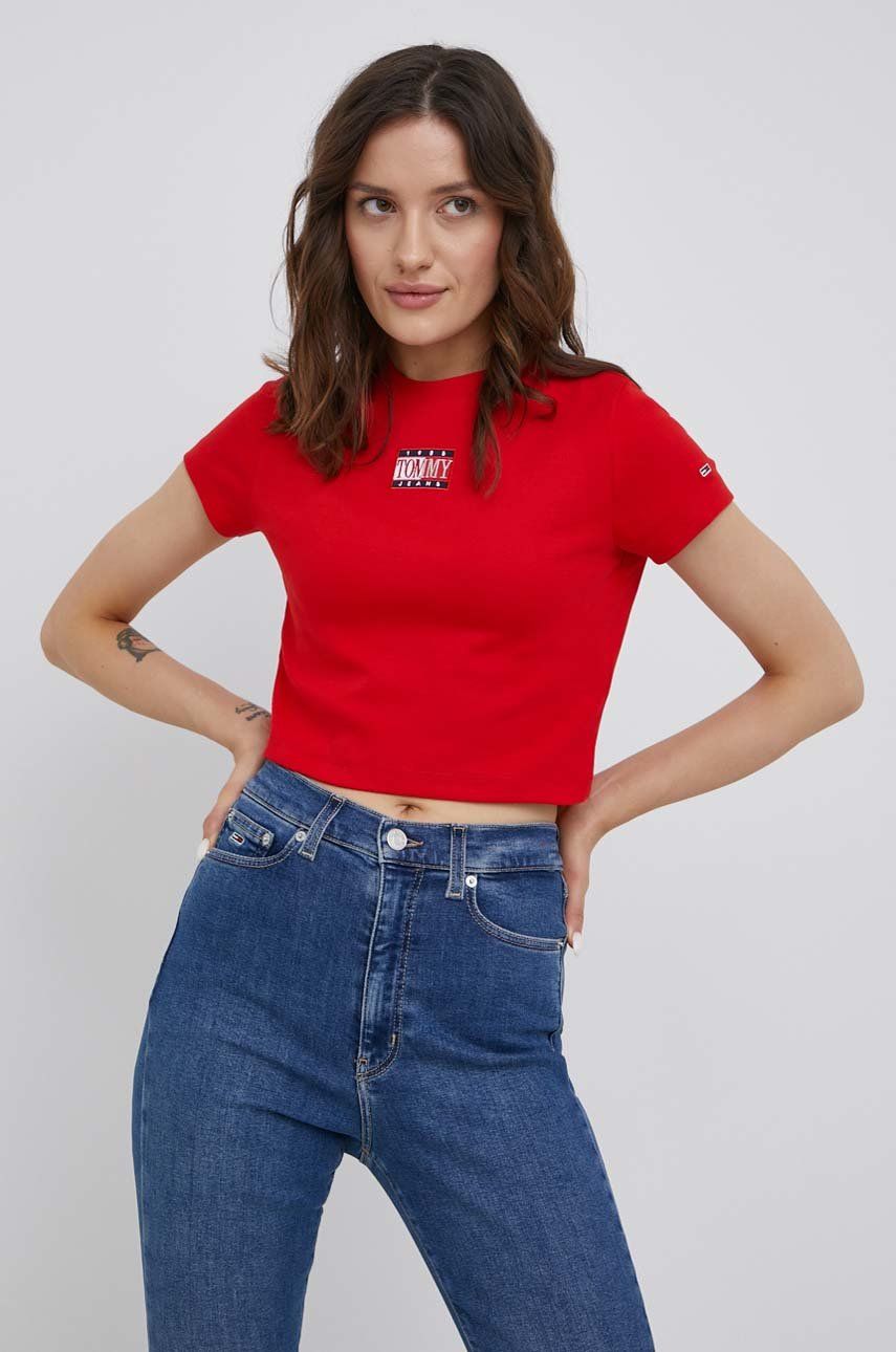Tommy Jeans T-shirt damski kolor czerwony