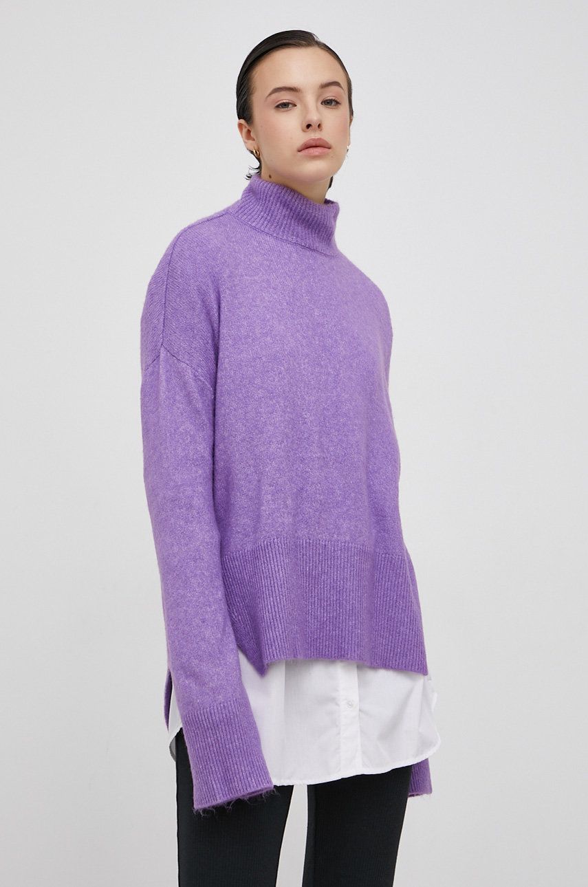 Vero Moda Sweter damski kolor fioletowy z golfem