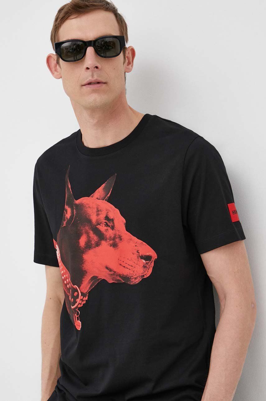 HUGO t-shirt męski kolor czarny z nadrukiem rozmiar L,S,XL,XXL,M