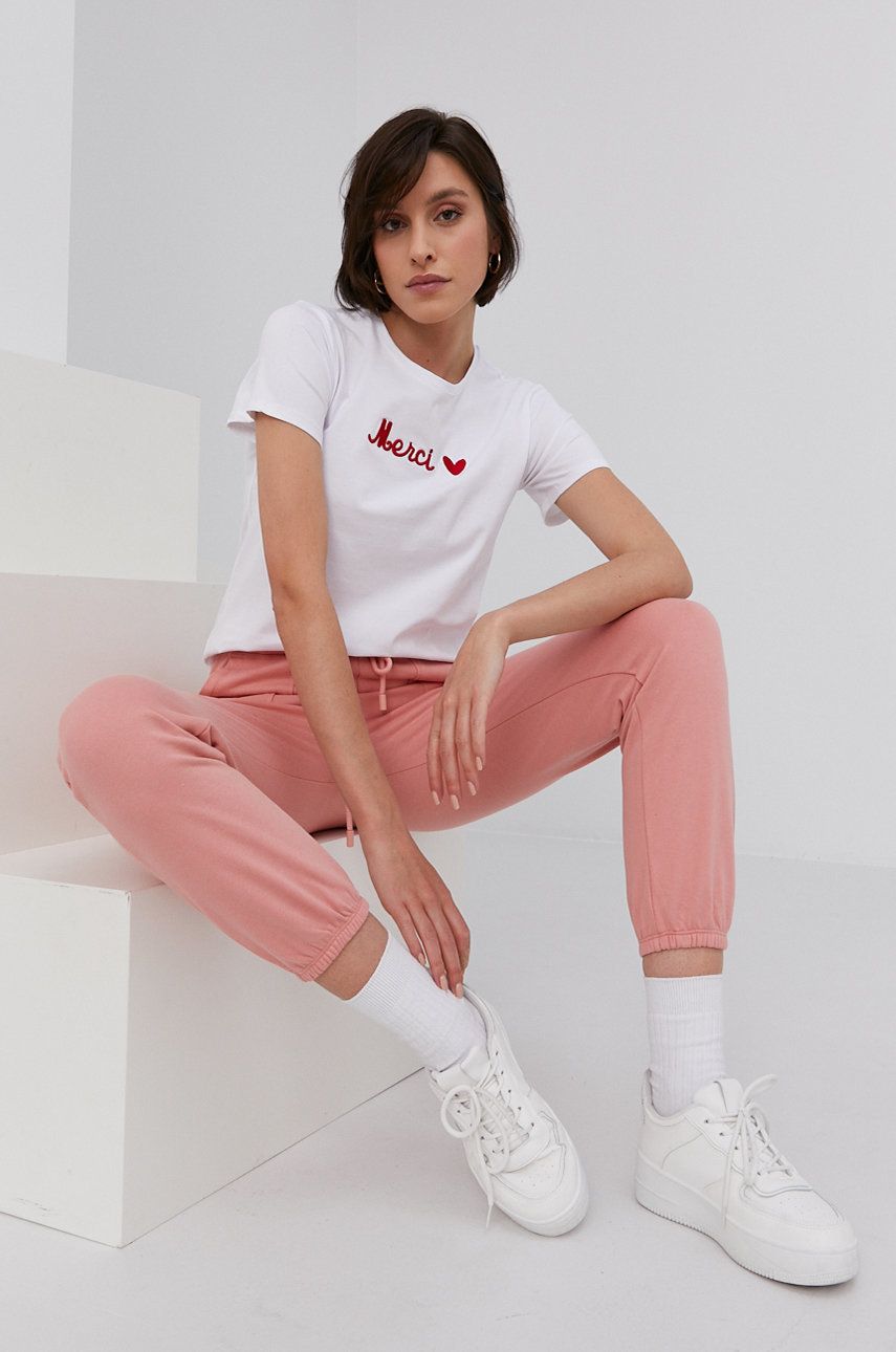 Answear Lab Spodnie damskie kolor różowy gładkie