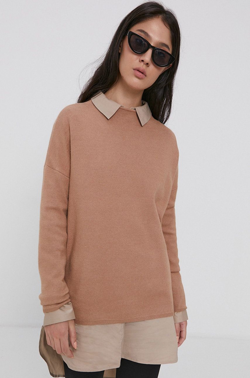 Only Sweter damski kolor brązowy z półgolfem