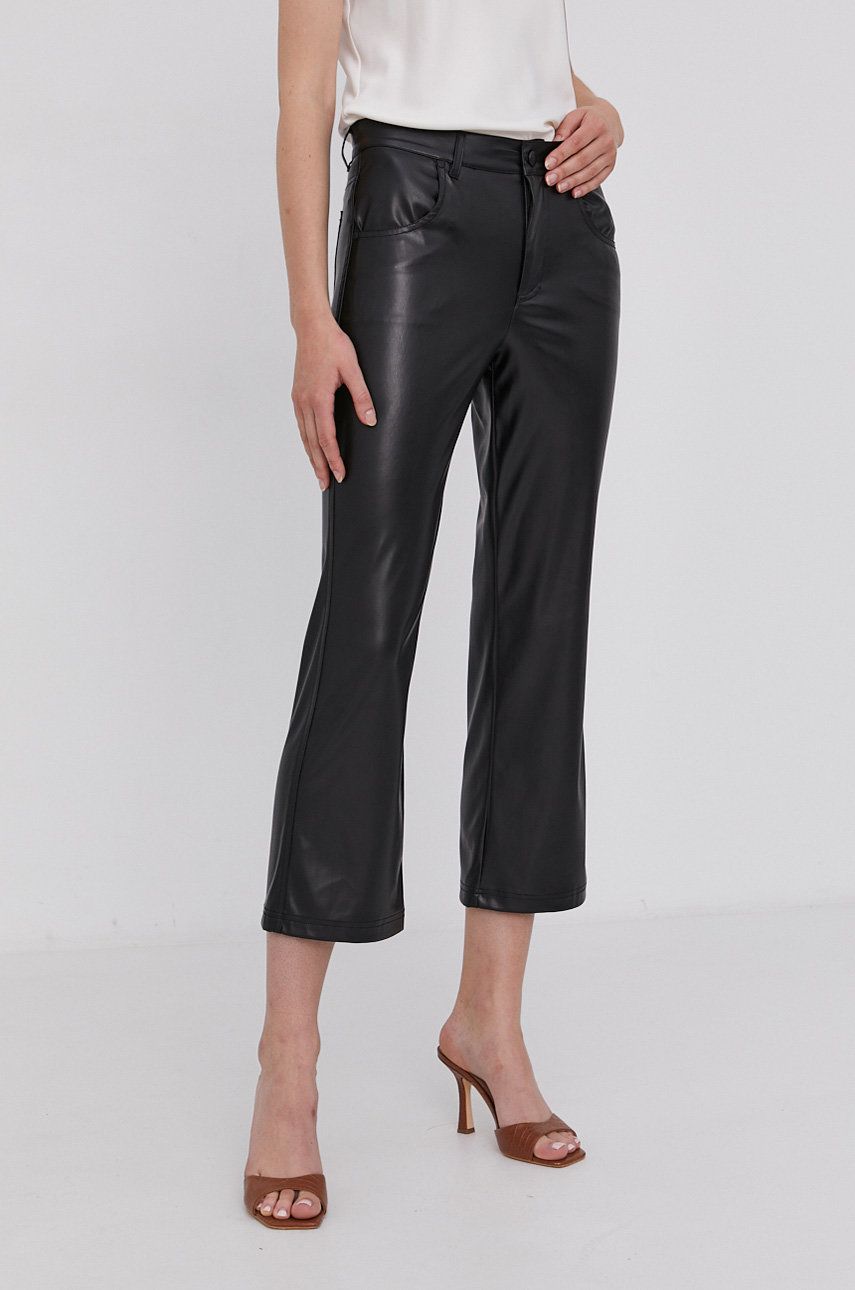 Marella Spodnie damskie kolor czarny szerokie medium waist