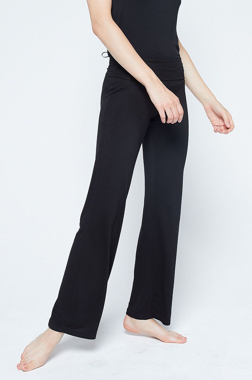 Etam spodnie Amelia damskie kolor czarny szerokie high waist