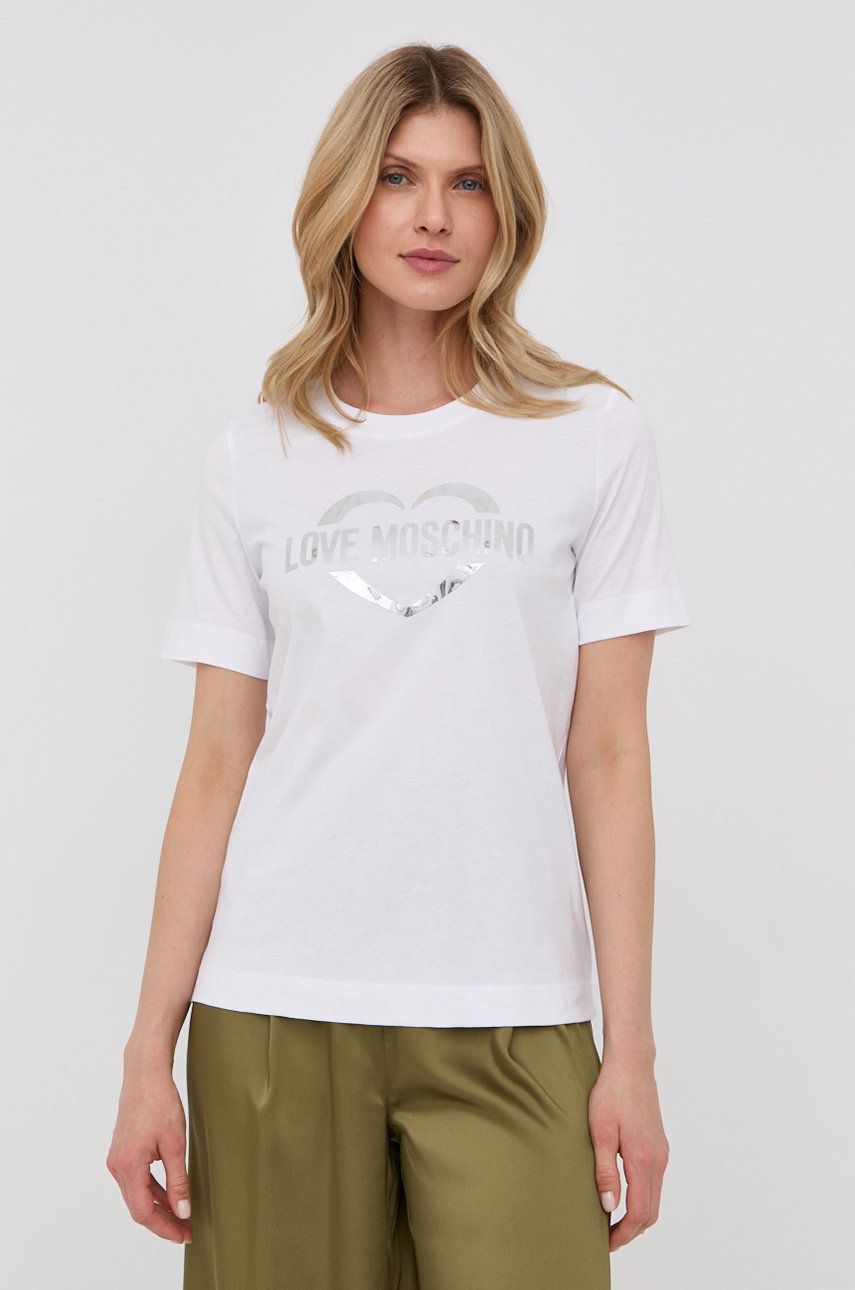 Love Moschino t-shirt bawełniany kolor biały rozmiar 34,38,36,40