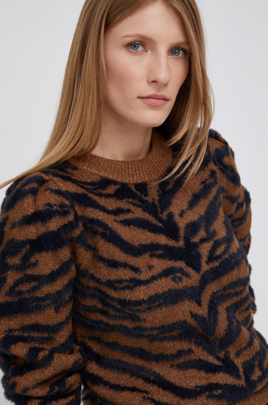 Dkny Sweter damski kolor brązowy ciepły