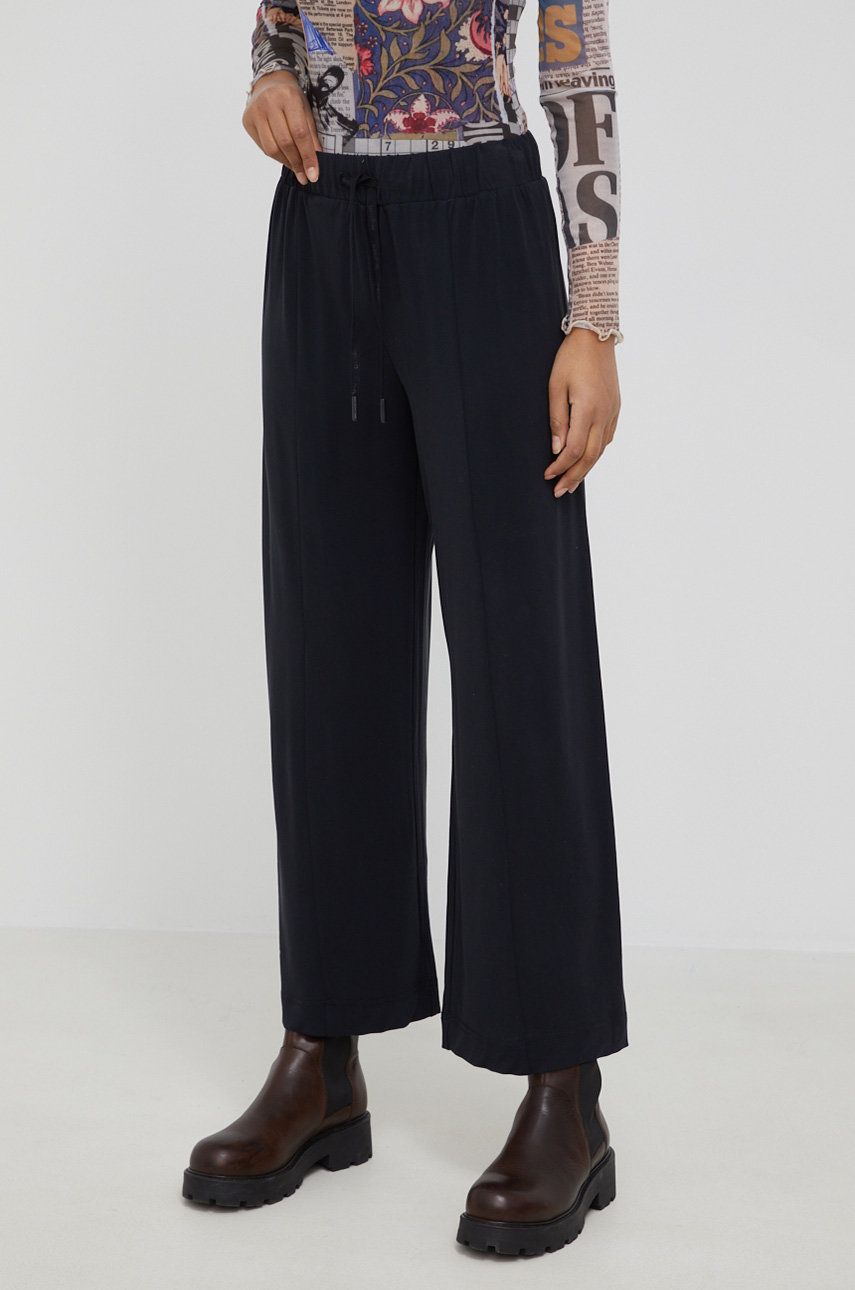 Desigual spodnie damskie kolor czarny proste high waist