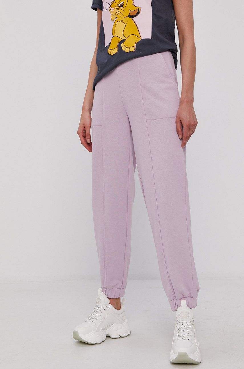 Pieces Spodnie damskie kolor fioletowy melanżowe