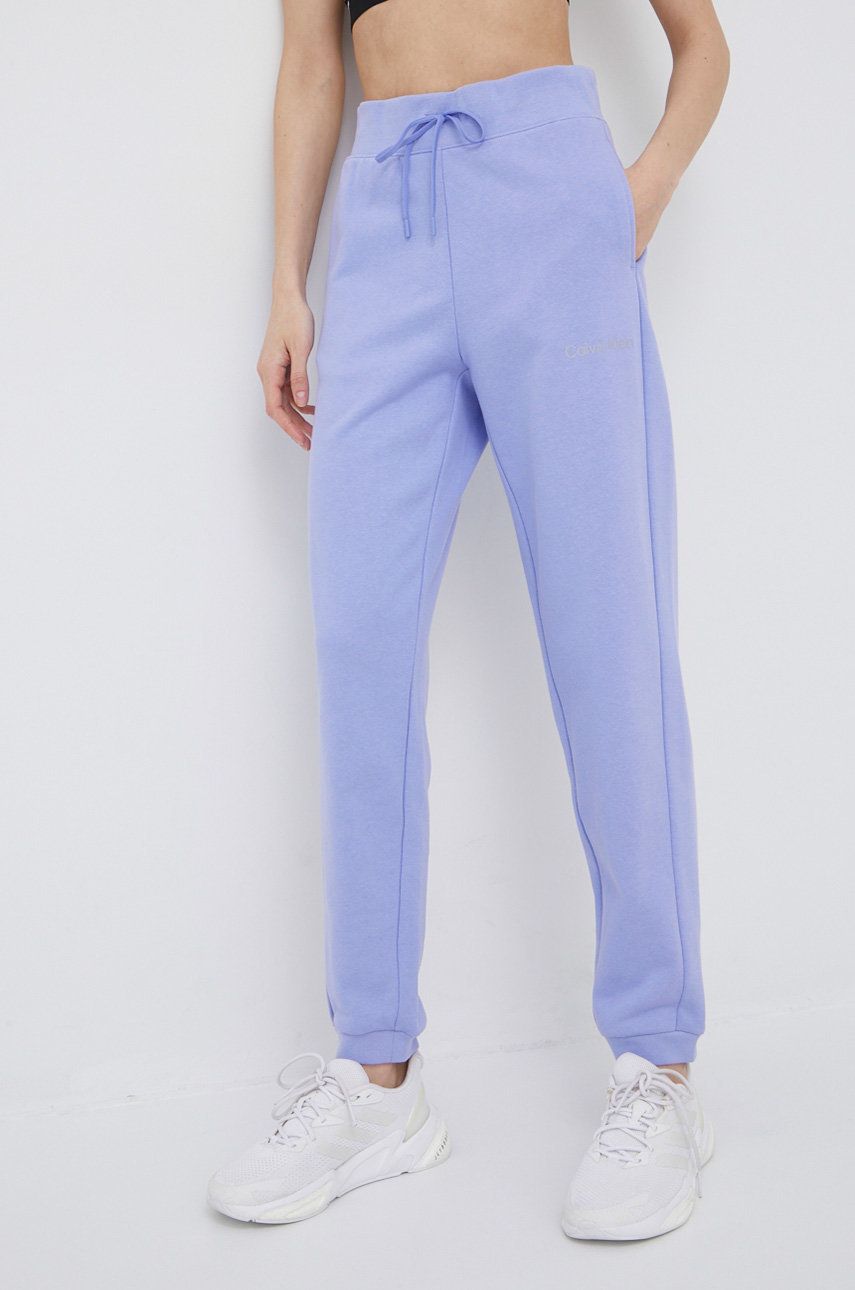 Calvin Klein Performance spodnie dresowe CK Essentials damskie kolor fioletowy gładkie rozmiar XS,S,M,L