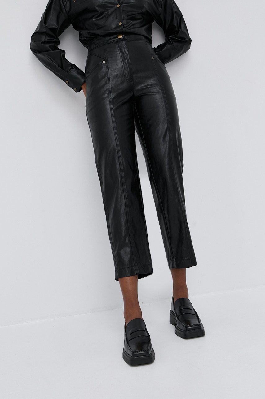 Twinset Spodnie damskie kolor czarny proste high waist