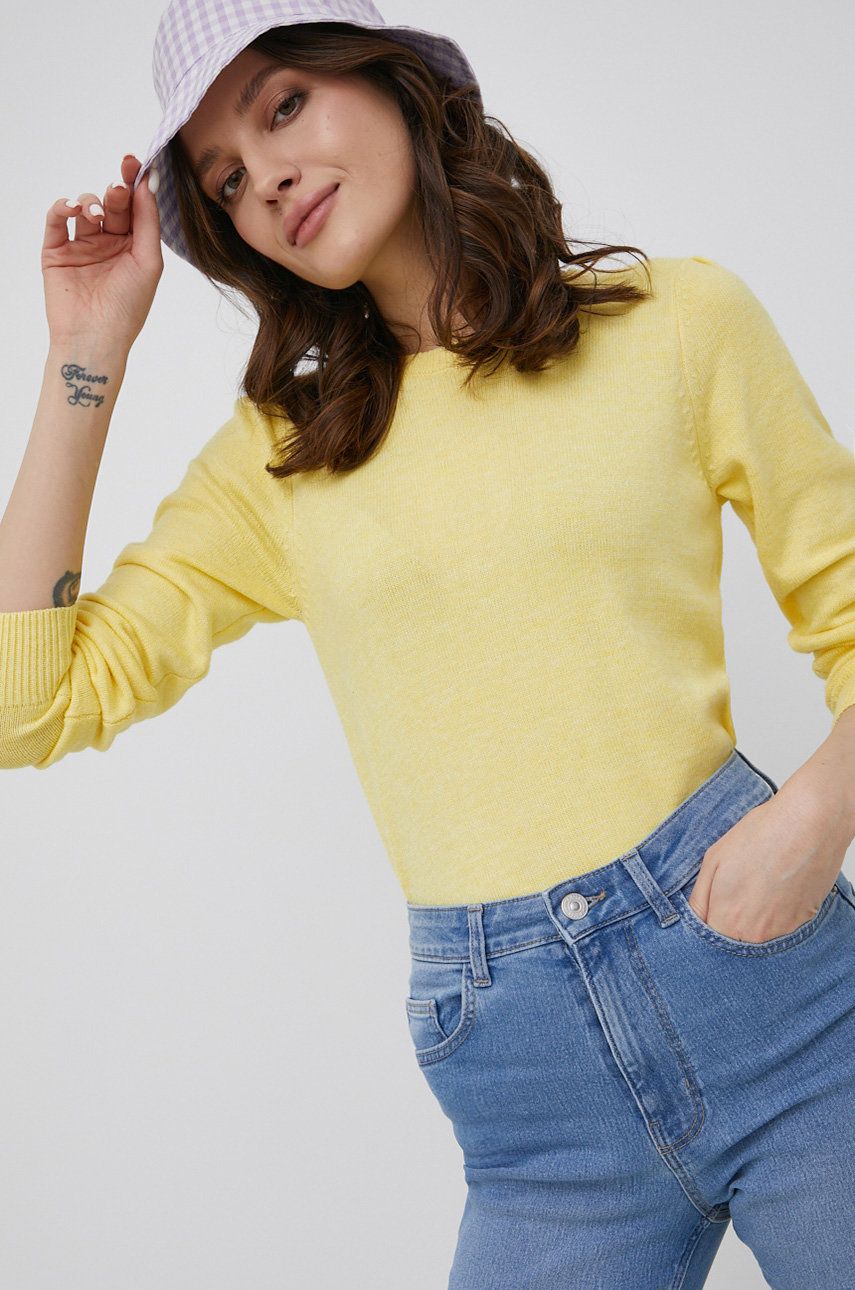JDY sweter damski kolor żółty
