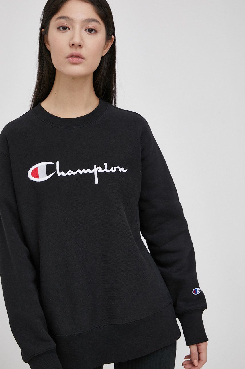Champion Bluza damska kolor czarny z aplikacją
