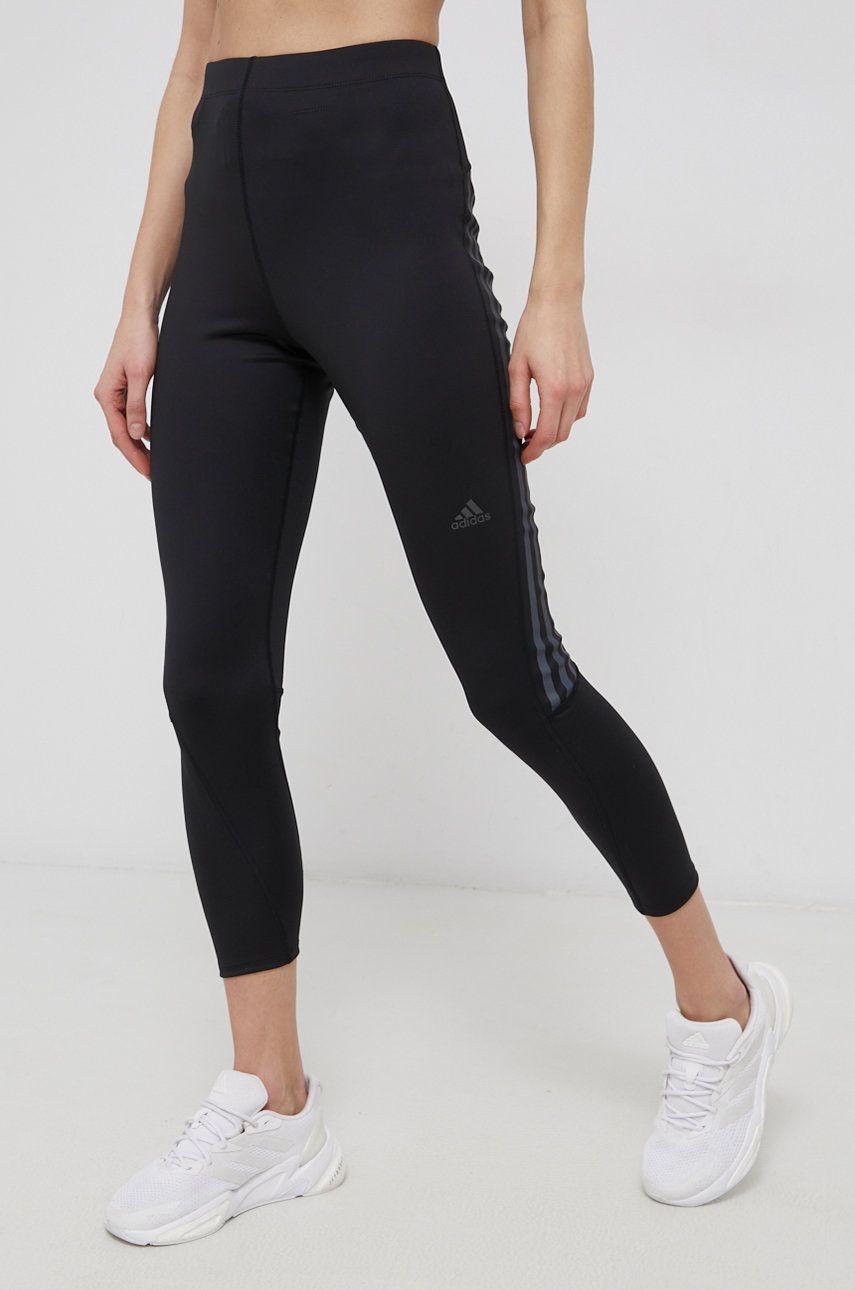 adidas Performance legginsy do biegania RUN ICONS 3-STRIPES damskie kolor czarny gładkie