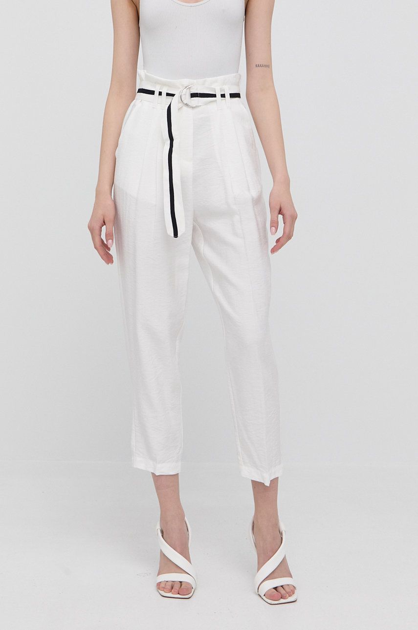 Silvian Heach spodnie damskie kolor biały proste high waist