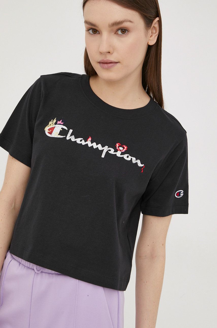 Champion t-shirt bawełniany kolor czarny rozmiar XS,M,L,S