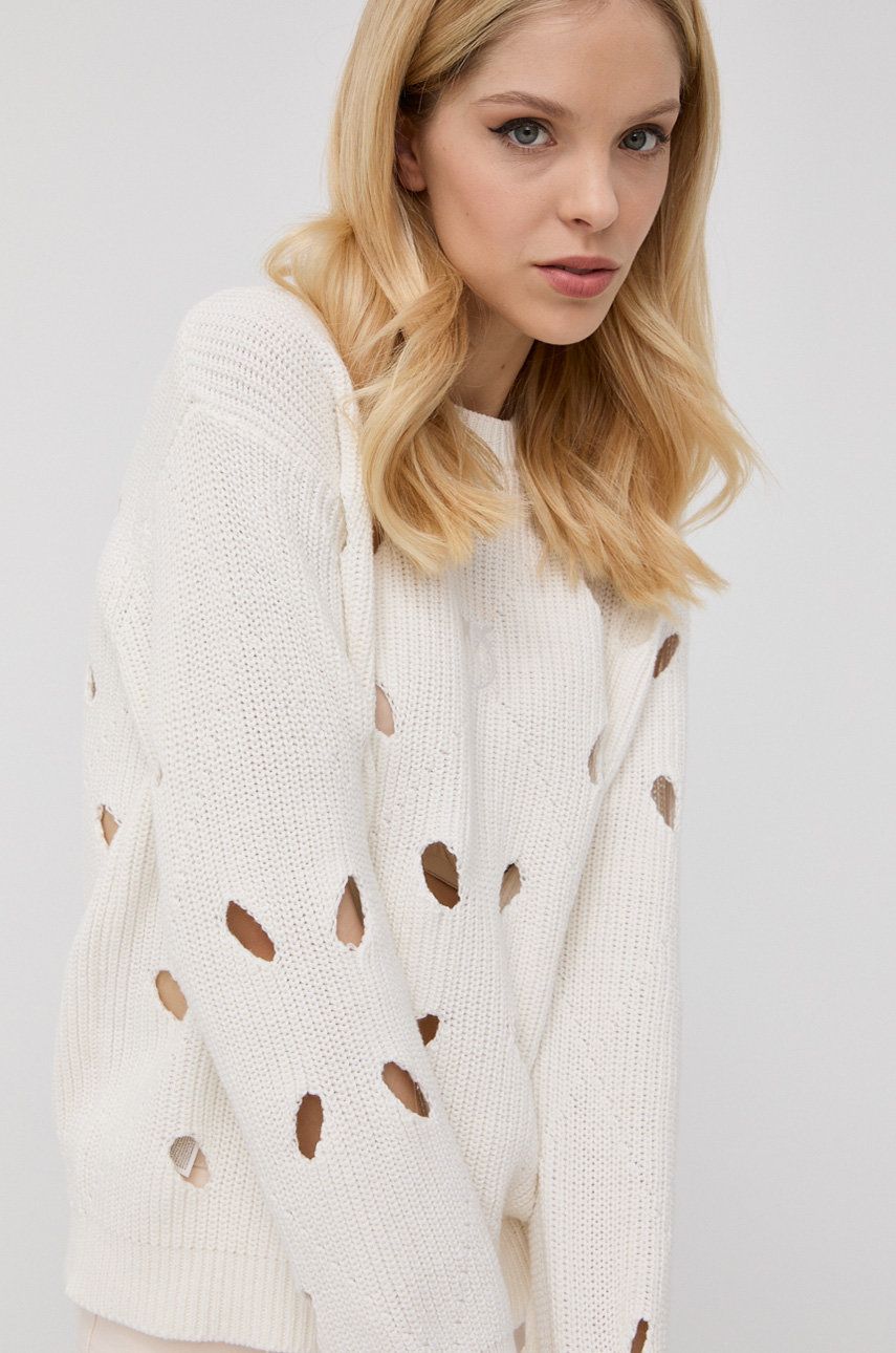 Pinko sweter bawełniany damski kolor biały lekki