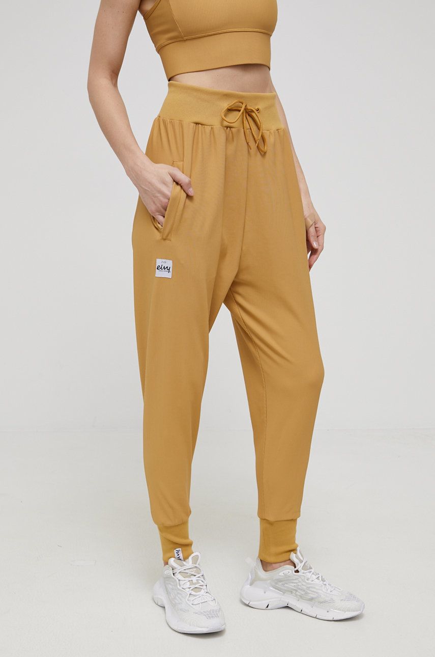 Eivy spodnie damskie kolor żółty gładkie
