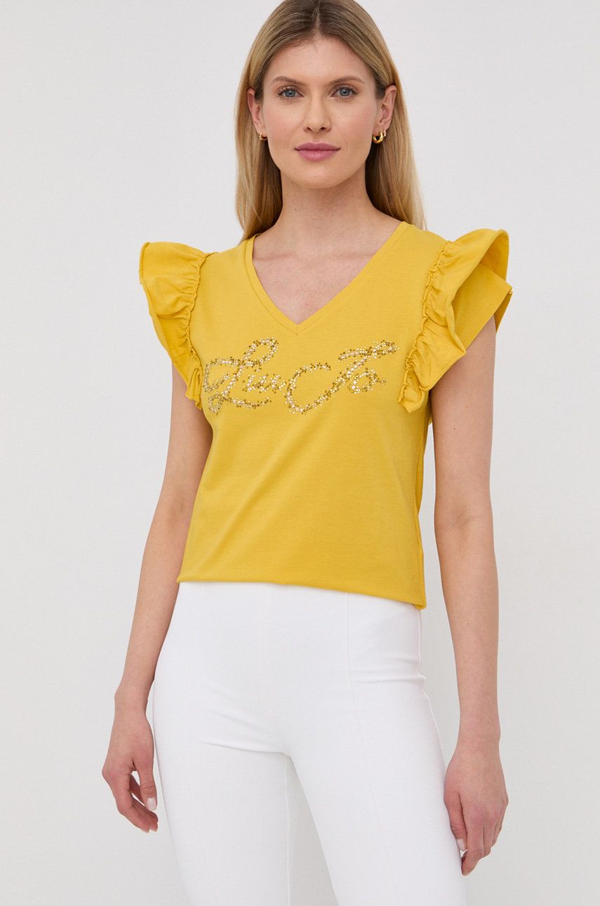 Liu Jo t-shirt damski kolor żółty