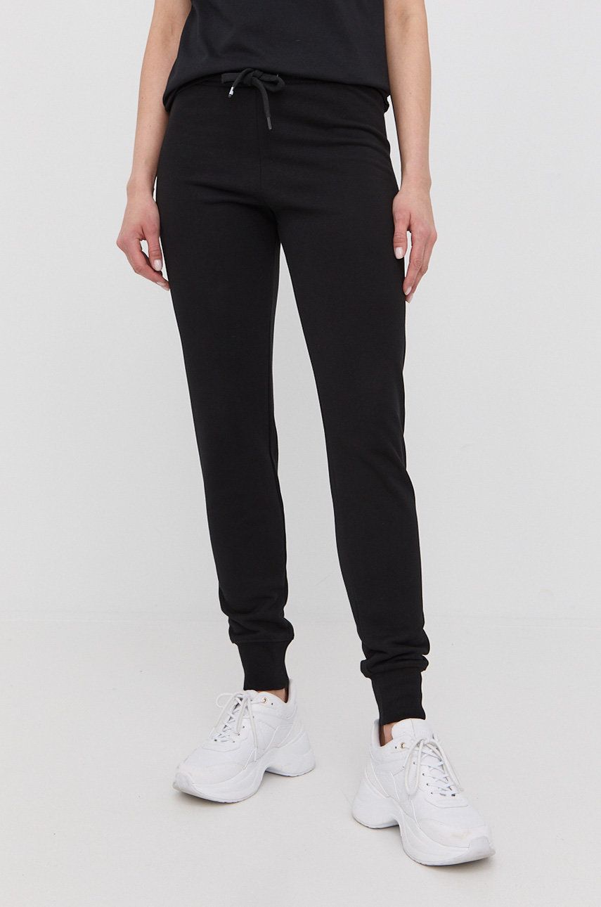 Love Moschino spodnie damskie kolor czarny gładkie