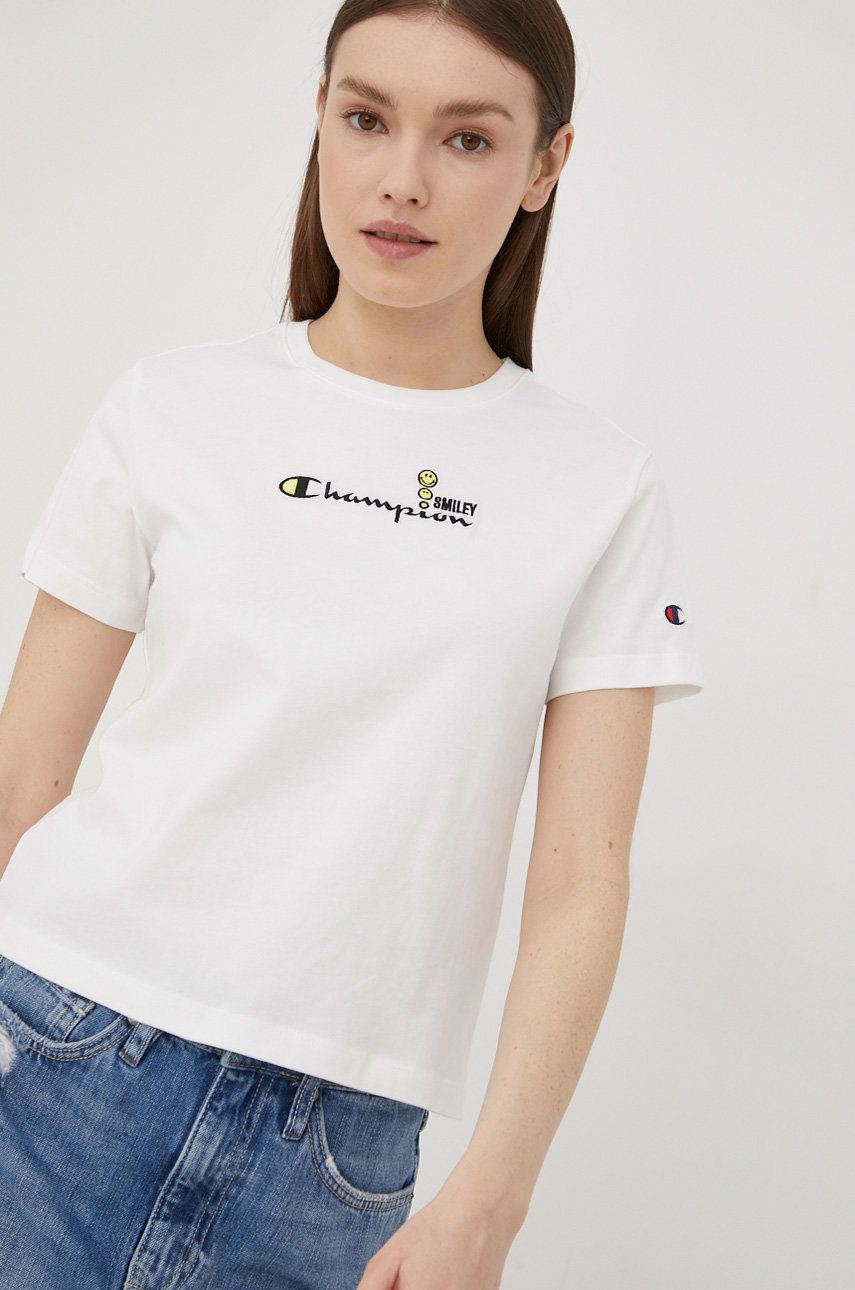 Champion t-shirt bawełniany CHAMPION X SMILEY kolor biały rozmiar XS,S,L,M,XL