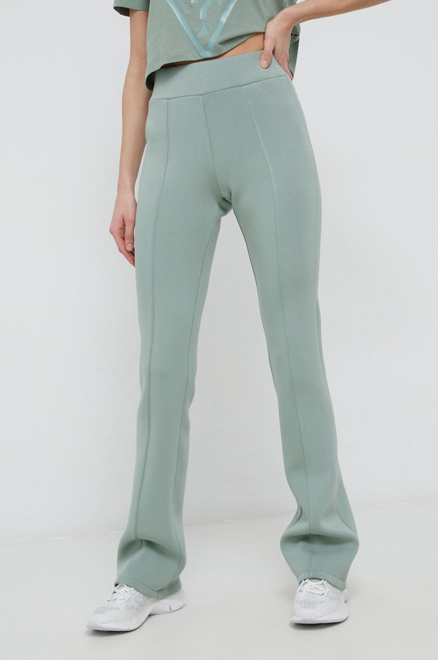 Guess Spodnie damskie kolor zielony gładkie