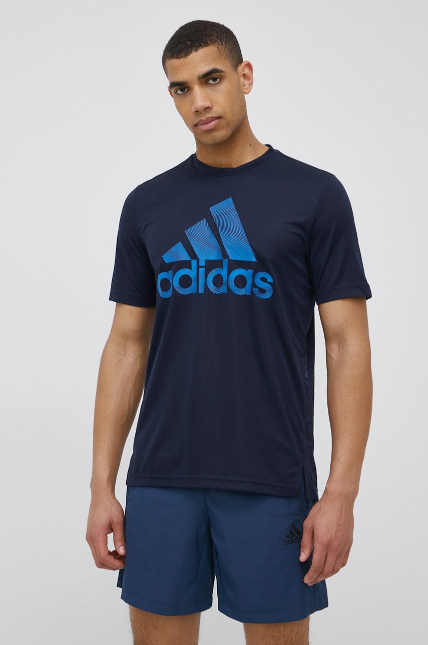 adidas t-shirt treningowy Seasonals Sport kolor granatowy z nadrukiem rozmiar XXL,L,S,M