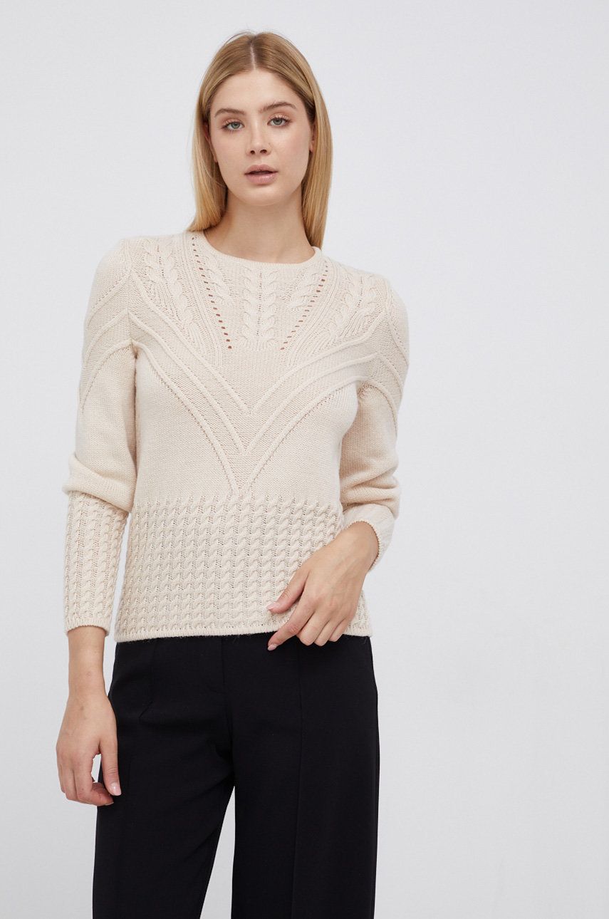 Pennyblack Sweter z domieszką wełny damski kolor beżowy ciepły
