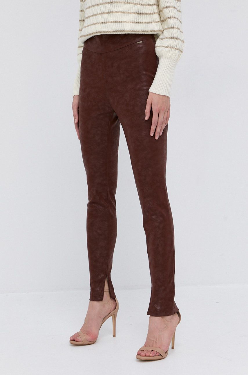 Guess Spodnie damskie kolor brązowy