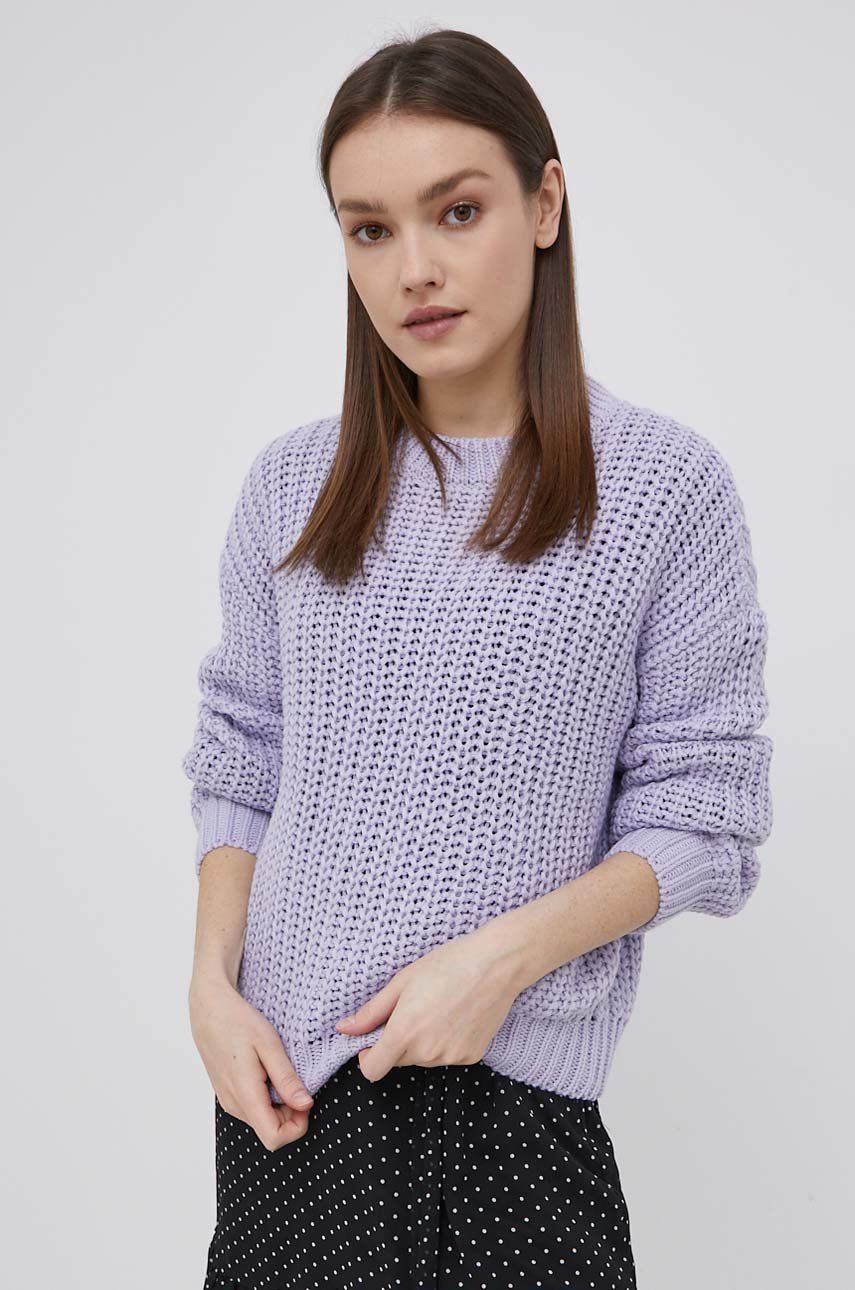 Noisy May sweter damski kolor fioletowy lekki